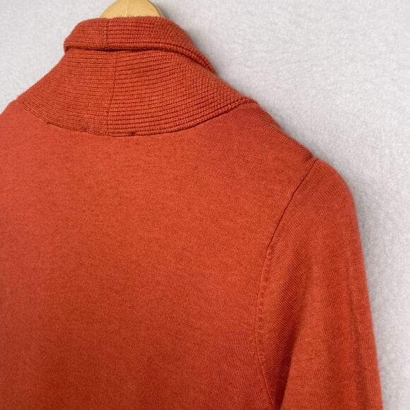 CYRUS Cardigan M Open Drape Front Sweater Shawl Ribbed Stretch Orange NEW - Picture 7 of 13